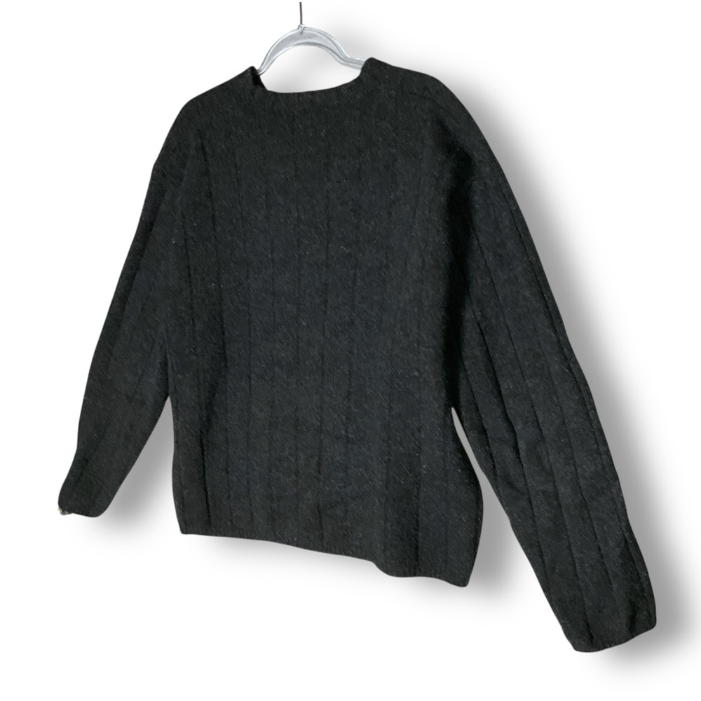 J. Crew Men’s Lambswool Sweater Sz XL Cable Knit V Neck Charcoal Gray - Picture 9 of 10